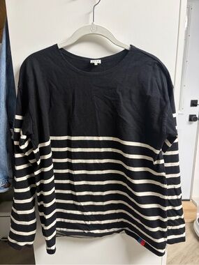 KULE Black and White Striped Long Sleeve Tee